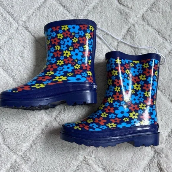 Lily & Dan | Aldi Blue and Red Floral Rain Boots | Size 9/10 - Picture 6 of 10